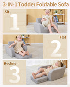 KidBloom 3-in-1 Toddler Couch, Toddler Chairs Comfy 2-3 Years Old, Kids Couch Bed Fold Out, Gifts for 2 3 Year Old Girls Boys