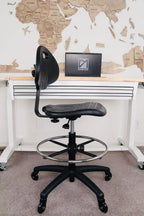 (Tall Bench Stool, Rubber Roller Blade Stye Casters Easy to Clean! Ergonomic Polyurethane Drafting Stool. Seat Height Range 24"-34". Home Office Lab Workstation.
