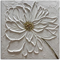 Slyart Hand Paintings 3D Floral Canvas Wall Art 24x24 Inches Abstract White Flower Paintings Modern Contemporary Texture Wall Art White Artwork for Home Decorations