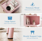 Nightstand,Pink Night Stand,Modern End Table with Open Storage,2-Tier Wooden End Side Table,Nursery Bedside Table for Small Space, Living Room, Bedroom