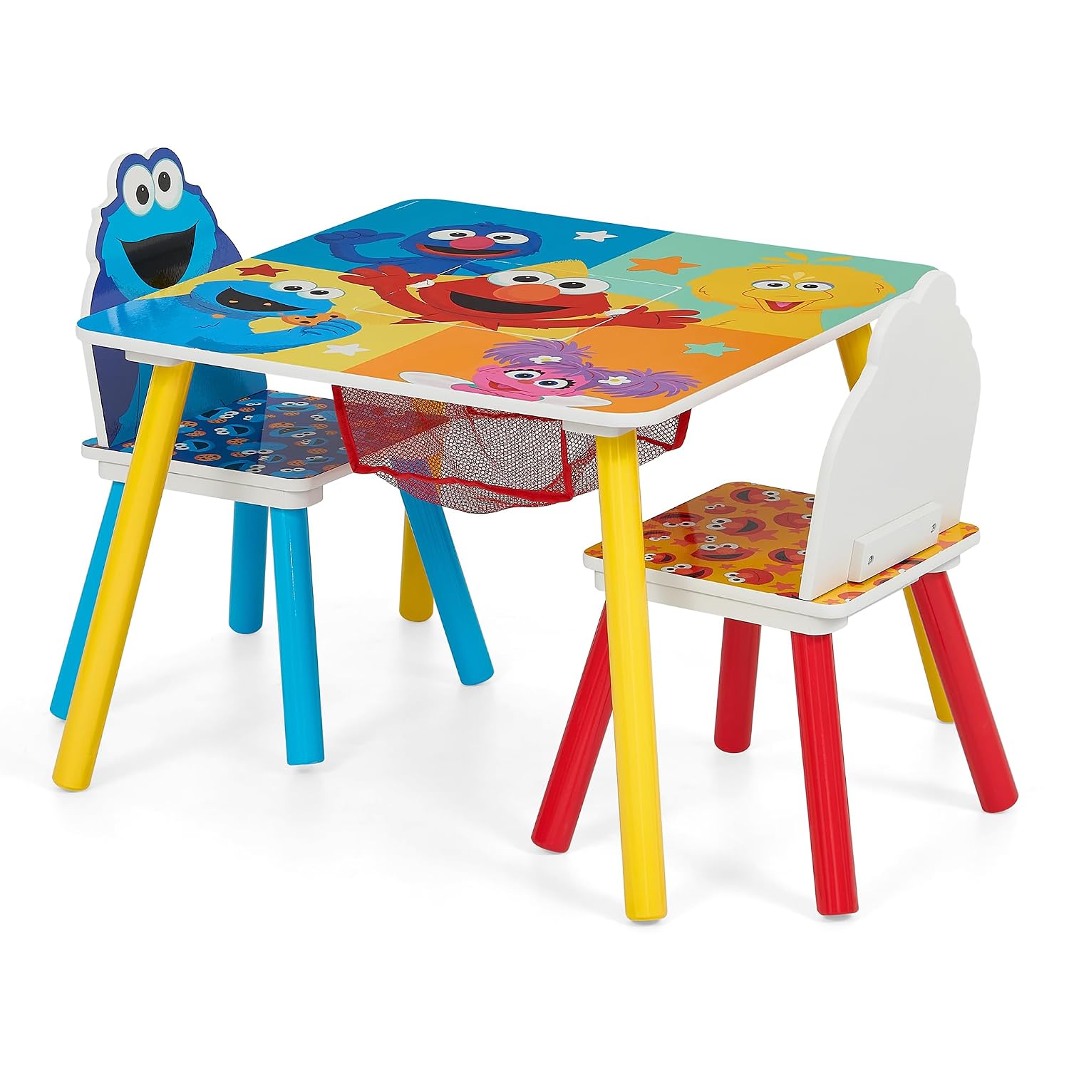 Delta Children Sesame Street Kids Table and 2 Chair Set with Storage, Blue | Greenguard Gold Certified, Kids Table & Chair Set for Toddlers & Children for Arts/Crafts, Snack Time, Durable Activity Table