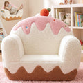 OUOZZZ Toddler Chair for Ages 1–6, Soft Sherpa Kids Sofa with Book Pocket & Carry Handle, Cozy Single-Seat Couch for Playroom or Bedroom, Birthday Gift for Girls (Ice Cream)