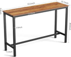 Mr IRONSTONE Bar Table, 53" Pub High Top Rectangular Bar Height Sofa Table Dining Table, for Narrow Space, Living Room, Vintage