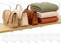 SortNStore Shelf Dividers Purse Organizer for Closet: 8-Pack Acrylic Bag Storage Organizer for Handbags, Clutches, Clothes, Sweater, Towel on Wood Shelves