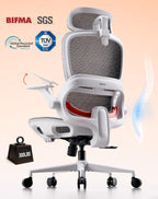 SIHOO B100 Office Chair, Ergonomic Office Chair Without Footrest, Computer Chair with Wide Headrest & Adaptive Lumbar Support, Flip-up Armrests, Swivel Desk Chair for Long Hours, Grey