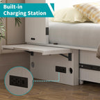 BALUS Queen Murphy Bed, Cabinet Murphy Bed with Large Storage Drawer-White | USB Charing Station, Spacious Drawer, Space Saving, Queen Bed Frame