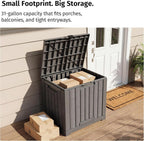 EAST OAK Outdoor Storage Box, 31 Gallon Deck Box for Patio Cushions, Pool Accessories & Garden Tools, Waterproof Resin Storage Container, Ash Grey