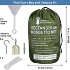 Mosquito Net for Single to King-Sized Beds – 2 Side Openings & 6 Hanging Loops – Decorative Rectangular Shape for Home & Travel – Bed Canopy Hanging Kit & Carrying Bag Included