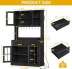DWVO Kitchen Pantry Storage Cabinet with Microwave Stand, 71'' Tall Kitchen Hutch Cabinets with Power Outlet, Modern Food Pantry Hutch with Drawers ＆ Shelves for Home, Pack of 1, Black