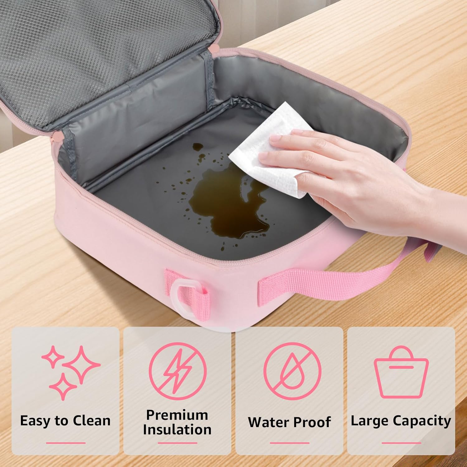 Insulated Axolotl Lunch Bag lonchera for Teen Girl Boy Kid Bento Box Reusable Large Capacity Portable Waterproof Leakproof with Name Tag to School Office Picnic Travel (1PCS Lunch Bag)