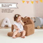 Toddler Chair,Sherpa Bear Toddler Couch Fold Out,Children Reading Chair,Flip Out Kids Couch,Kids Sofa Convertible for Gift (Brown Bear)