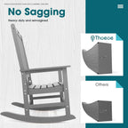 THOEOE Outdoor Rocking Chairs, Oversized Patio Rocking Chair | HDPE Outdoor Rockers for Front Porch, Patio, Backyard, Balcony and Garden. All-Weather High Back Design, Gray