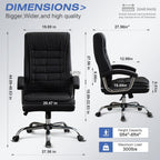 Executive Office Chair Adjustable Leather Chair, High Back Swivel Office Desk Chair with Padded, Armrest 350lbs Load-Bearing Spring Seat Computer Desk Chair for Home Office, Black