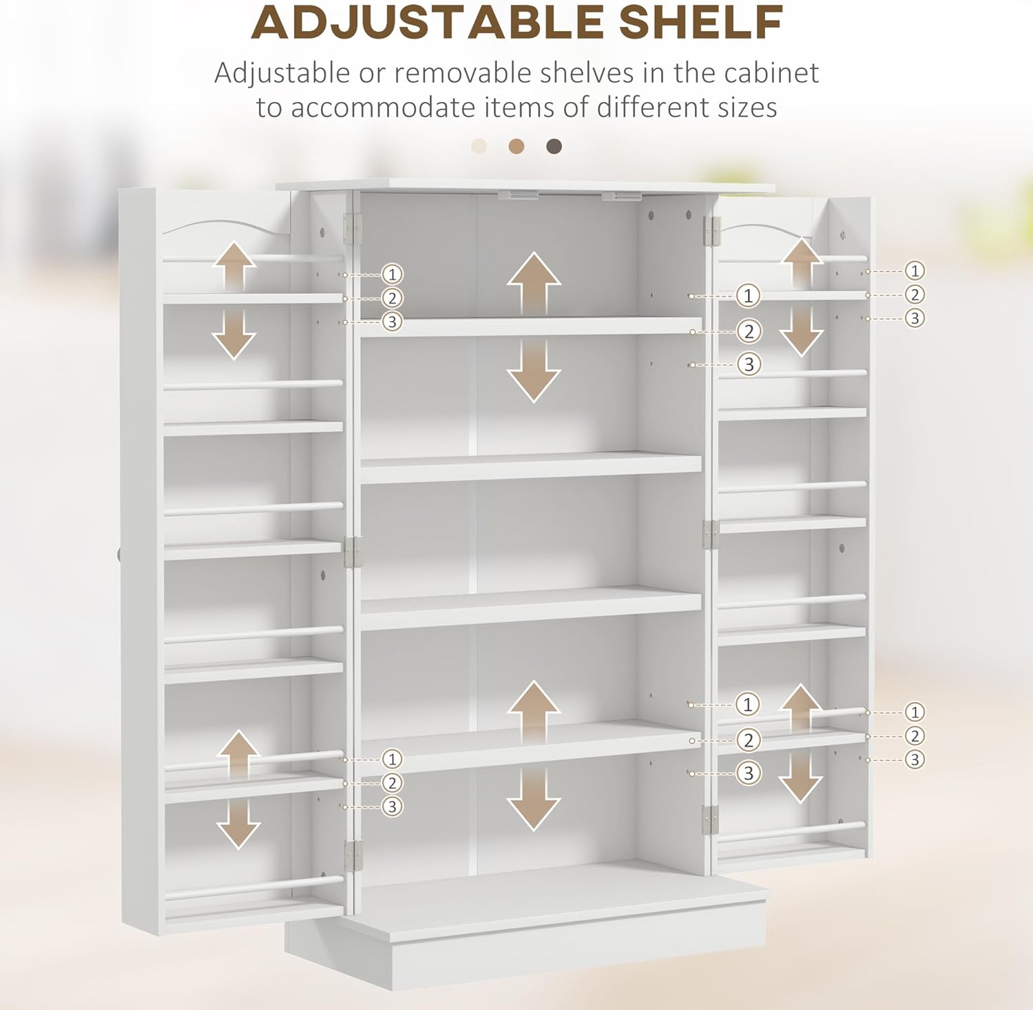 Kitchen Pantry Storage Cabinet with 5-Tier Shelving,12 Spice Racks,Buffet Kitchen Sideboard,for Kitchen,Dining Room,11.75 * 23.5 * 41