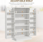 23.5" D*11.75" W*41" H Freestanding Storage Cabinet with 2 Drawers, 4 Shelves, Double Door with 10 Shelves, Modern Minimalist, Rectangular Kitchen Pantry, for Living Room, Dining Room, White