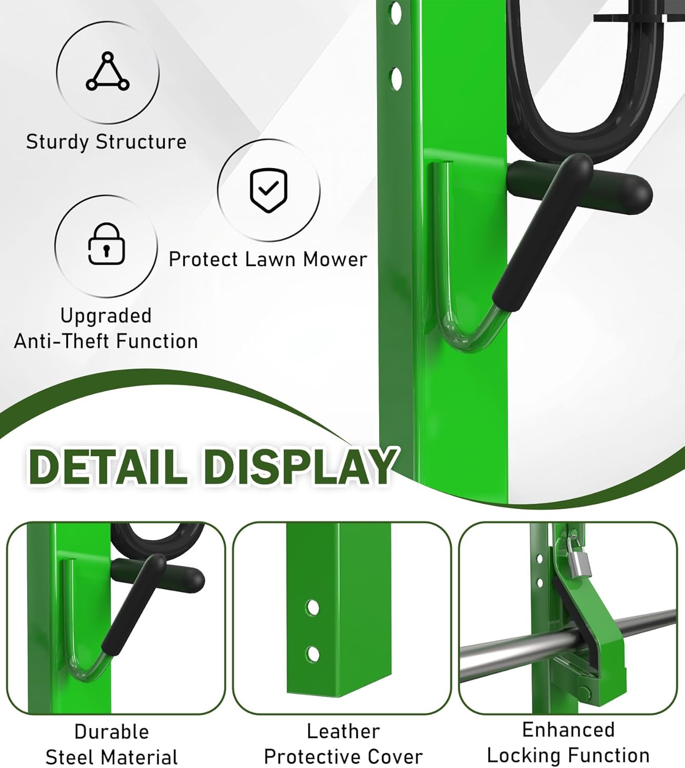 ELITEWILL 4-Position Weed Eater Racks for Trailer Green Commercial Trimmer Rack with Independent Locks for Open Trailer Work Weedeater Organization Storage Rack Holder