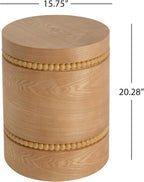 Christopher Knight Home Annie 20.28'' Wood Small Side Table, Bedside Table with Wooden Beads Accent, Round End Table for Living Room/Bedroom/Small Spaces, No Assembly Plant Stand Indoor, Natural