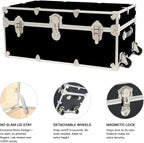 Rhino Trunk & Case Classic XXL Home Storage & College Trunk With Wheels - 36”x18”x18”, Seats 1500+ lbs, Soft-Close Lid. USA Made Secure Dorm Furniture, Organization, Steamer Style Blanket Chest