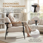 DUOMAY Beige Modern Accent Chair Chenille Upholstered Lounge Bedroom Chair with Metal Legs Comfy Lightweight Living Room Chair Armchair for Home Reading