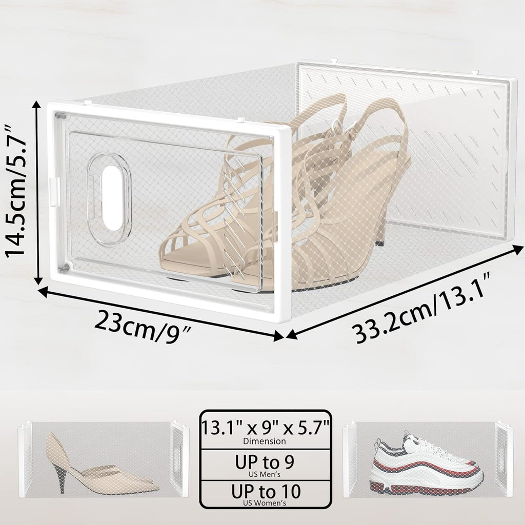SIMPDIY Shoe Storage, 12 Pack Shoe Organizer for Closet, Shoe Boxes Clear Plastic Stackable Shoe Containers with Lids for Size 10