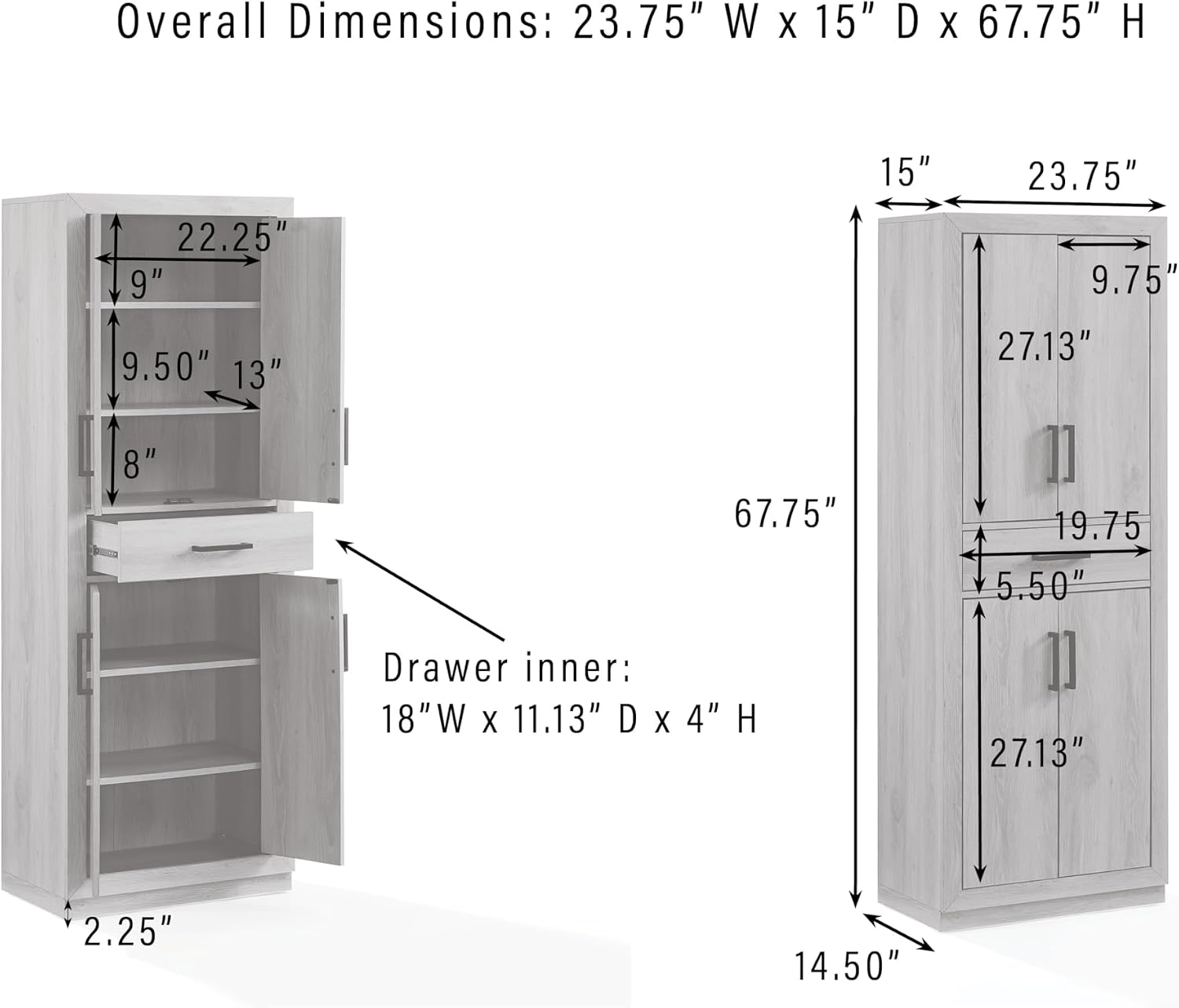 Crosley Furniture Isla Modern Kitchen Storage Pantry Cabinet with Shelves, Dining or Laundry Room, Navy