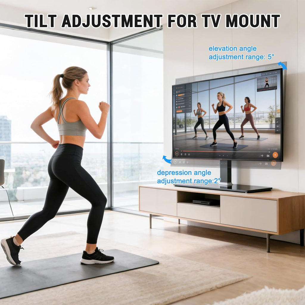 XINYAO Motorized Table Top TV Stand for 32-70 inch Universal TVs, Electric Height Adjustable Desk Monitor Lift Mount with Tempered Glass Base, Holds up to 90lbs, Max VESA 600x400mm