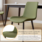 Modern Dining Chairs Set of 8, PU Leather Upholstered Dinner Chairs with Sturdy Metal Legs and Comfort Backrest, Armless Accent Side Chairs for Home Kitchen, Living Room (Green)