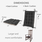 ELFJOY Extra Large Rocking Chair Cushion Non-Slip Linen Chair Pads Thick Back and Seat Cushion 2 Piece Set with Ties