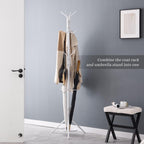 Kitsanery Coat Rack Freestanding,Metal Coat Tree with Umbrella Holder,Hat and Coat Rack Stand for Entryway, Hallway, Living Room, Bedroom (White)