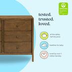Davinci Birdie 6-Drawer Baby Dresser, GREENGUARD Gold Certified, Walnut | TSCA-Compliant, GREENGUARD Gold Nursery Dresser w/ Spacious Drawers - Double Dresser for Kids w/ 9+ Inch Drawer Extension