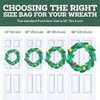 ZOBER 2 Pack Oxford Christmas Wreath Storage Container 48 Inch - Wreath Bag for Artificial Wreaths Box - Waterproof Fabric, Dual Zippered Wreaths Storage Bag With Strong Durable Handles - Gray