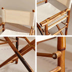 Set of 2 Bamboo Folding Directors Chairs, Detachable Portable Dining Lawn Chairs for Indoor Outdoor, Camping, Picnic, Beach & Sports Events