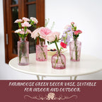Pink Glass Bud Vase Set of 22, Small Vases for Flowers, Clear Glass Vases for Centerpieces, Mini Bud Vases in Bulk Rustic Wedding Decorations, Centerpieces, Vintage Look Home Table Flower Decor
