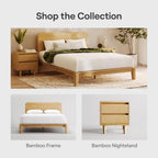 Nectar Bamboo Nightstand, Natural, 23" Height, Japanese Joinery | Bamboo Wood, Artisinal Japense Joinery, 2-Smooth Gliding Drawers, No-Tool Assembly