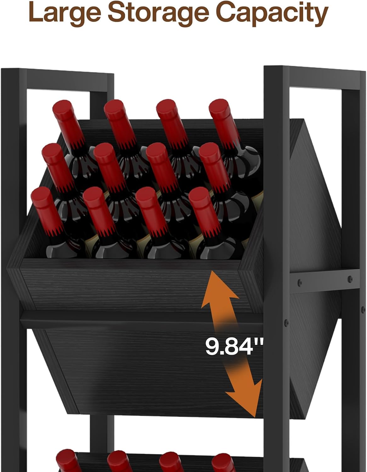 Tribesigns Wine Rack Freestanding Floor, 3 Tier Wooden Wine Storage Stand, Wobble-Free Wine Holder Display Shelf Liquor Bottle Organizer for Kitchen, Cellar (Black)