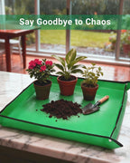 Plant Repotting Mat, Waterproof Gardening Mat for Indoor Plants, Thickened PE Potting Mat with Copper Buckles for Mess Control, Foldable Succulent Transplanting Mat, Green (29.5"*39.4")