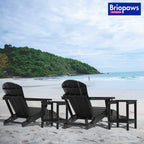 Briopaws Folding Adirondack Ottoman, 19.7W x 18.5L x 13H Inch, HDPE All Weather Adirondack Chair Footrest, Plastic Footstool for Deck Backyard Patio Outdoor Poolside Porch Lawn Indoor, Black