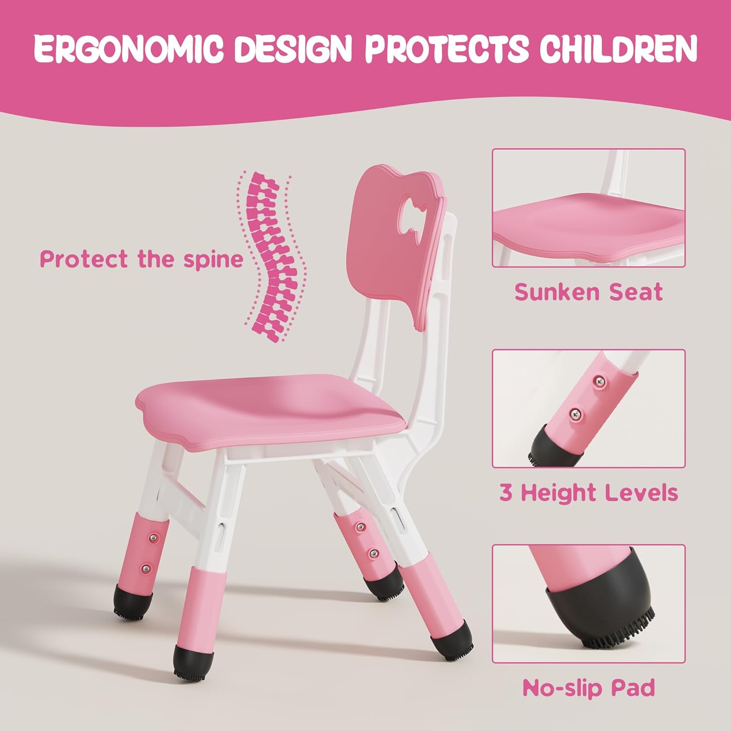 Brelley Kids Table and 2 Chairs Set, Height Adjustable Toddler Desk and Chair Set, Graffiti Desktop, Classroom/Daycare/Home, Children Multi-Activity Table for Ages 3-8