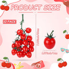 Ripeng 10 Pack Artificial Cherry Tomatoes 7.09" Long Artificial Fruit Lifelike Simulation Tomato Red Tomatoes Decoration Fake Tomato Faux Fruit Fake Vegetables Props for Home Kitchen Cabinet Decor