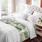 Green Monstera Deliciosa Bed Runner Scarf Cal King Size, Summer Botanical Tropical Vintage Luxury Bed Throw Runners & Scarves for Twin Full Queen King Foot of Beds, Bedroom Decoration, 102"x20"