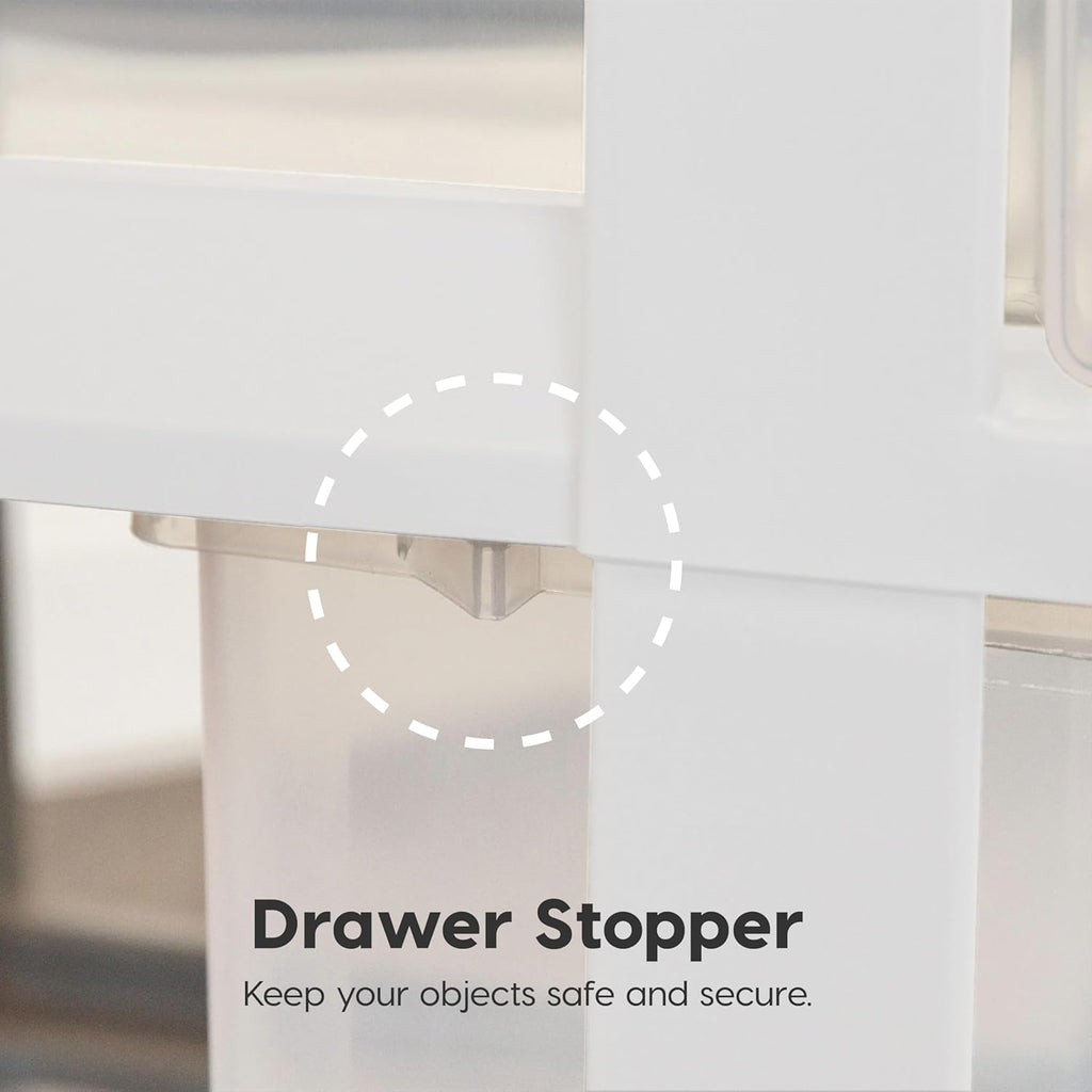 IRIS USA 6 Qt. Small Plastic Stacking Drawer, Stackable Storage Organizer Unit with Sliding Drawer for Bedroom Kitchen Under Sink Pantry Craft Room Dorm Office, White, 4-Pack