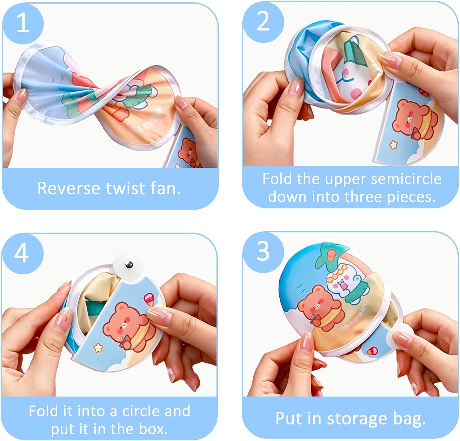 Custom Foldable Hand Fans Bulk - Personalized Round Flying Disc Fan with Photo Logo Text, Portable Pocket Favors for Class of 2026 Graduation, Wedding Guests, Trade Shows & Summer Events (50)
