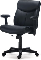 Staples Ergonomic Task Chair, Faux Leather, Ergonomic, Adjustable Height, Swivel, Black