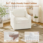 360° Swivel Accent Chair Set of 2, Large Comfy Reading Chairs, Square Single-Seat Armchair Upholstered Sofa for Reading, Nursery, Living Room, Bedroom, Lounge, Hotel, Beige
