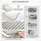 Folding Sofa Bed Chair, Sleeper Chair for Adults with High-Density Foam and Pillow,Portable 3 in 1Folding Chair Bed for Living Room、Apartment 、Hotel,Single, Creamy Apricot