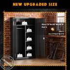 Greenvelly Metal Storage Wardrobe with Lock Door, 72" Steel Storage Wardrobe Cabinet,Employees Locker Closet Clothing Coat Steel Wardrobe Cabinet with Hanging Rod for Garage,Home, Office,Gym