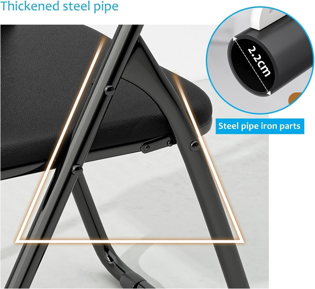 Folding Chair with Padded Cushion and Back, Foldable Office with Comfortable Cushion for Home and Office,(Blue)