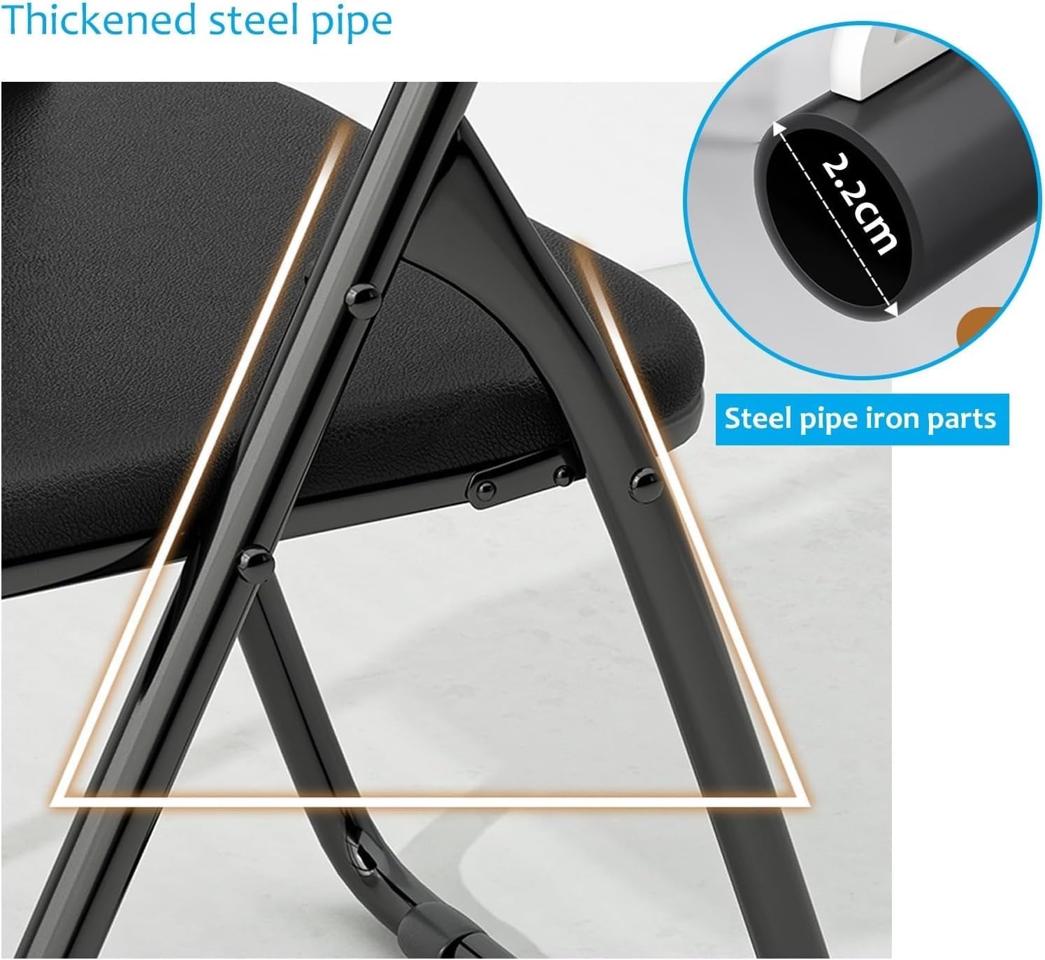 Folding Chair with Padded Cushion and Back, Foldable Office with Comfortable Cushion for Home and Office,(Blue)