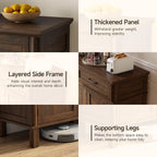 48 Inch Sideboard Buffet Cabinet with Storage, Farmhouse Coffee Bar Cabinet with 4 Drawers, Adjustable Shelves, Wood Sideboard Credenza for Kitchen, Living Room, Entryway, Brown