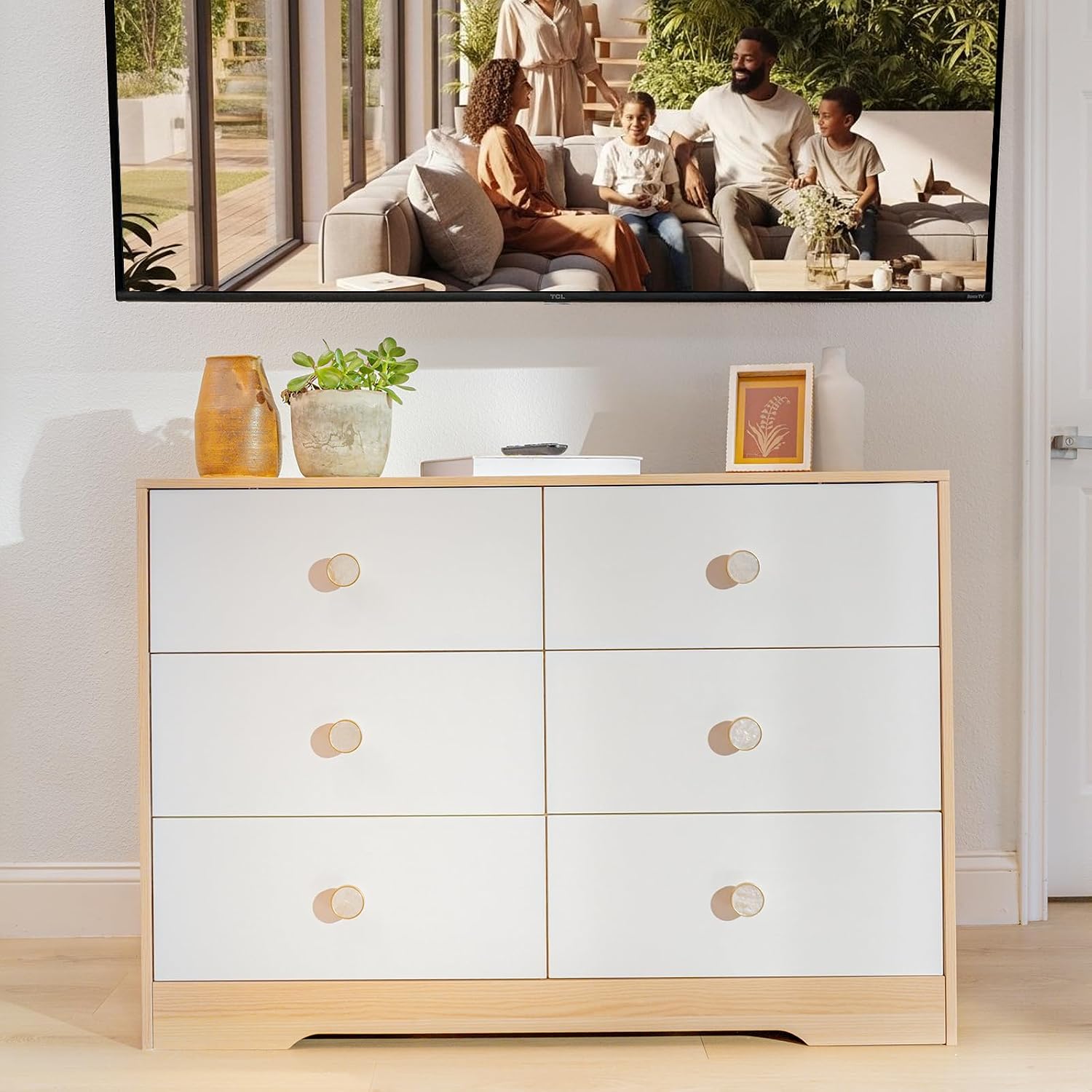 White Baby Dresser for Nursery Bedroom, 6 Drawer Organizer for Closet